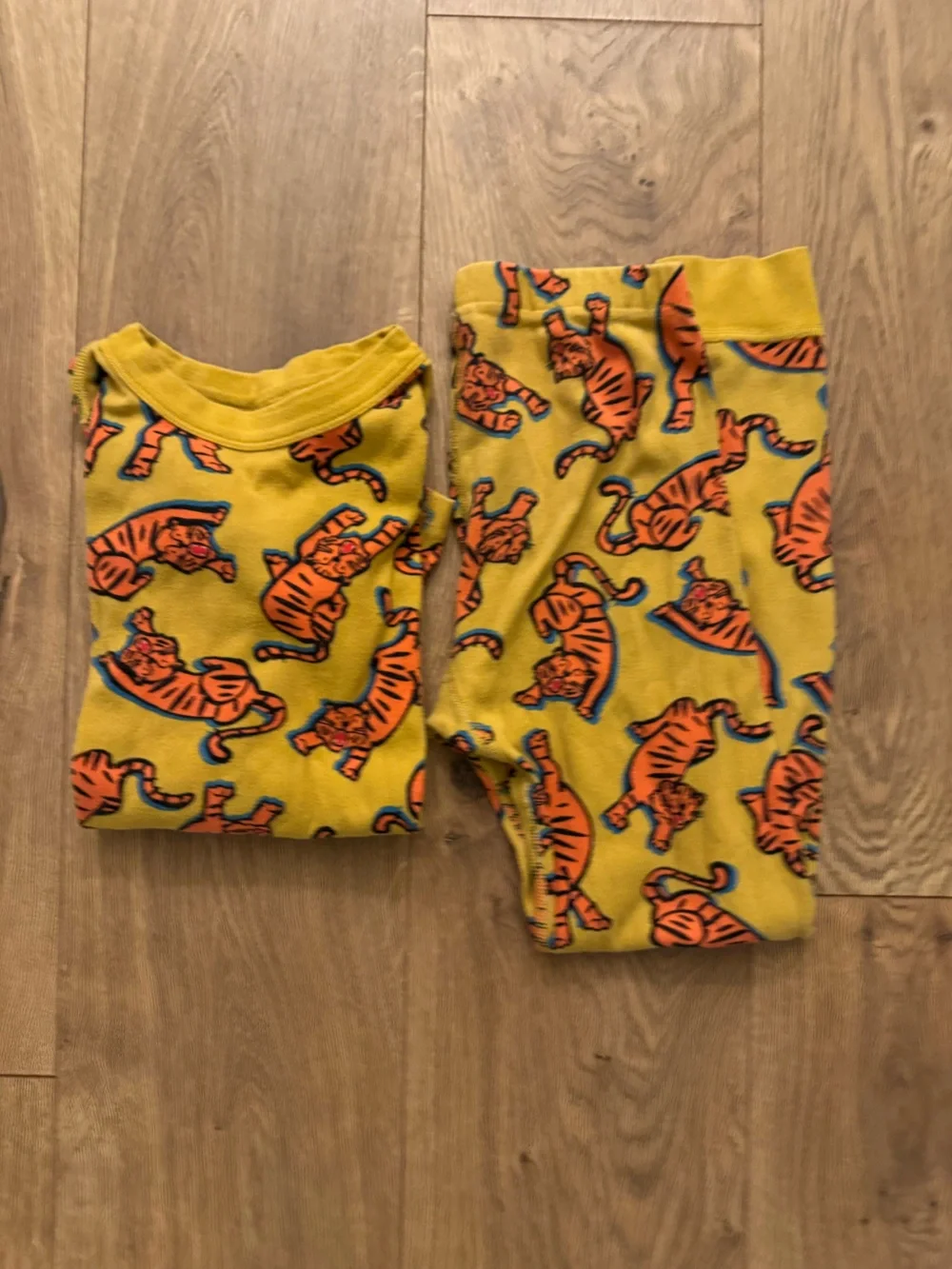 Kids Yellow Tiger Print Pajama Set